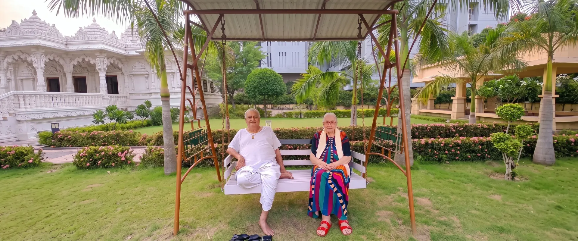 The green campus and gardens at Jagriti Dham, Kolkata