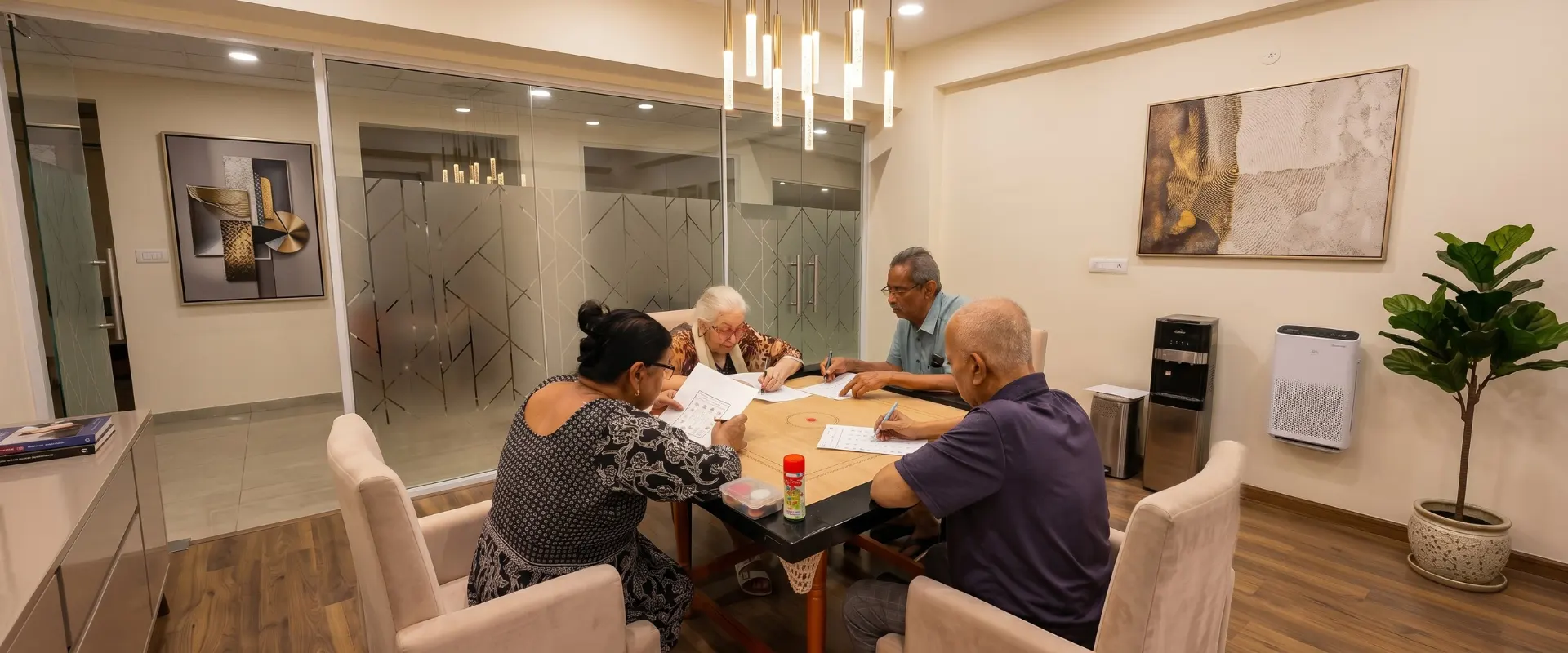 Residents at a cognitive engagement session