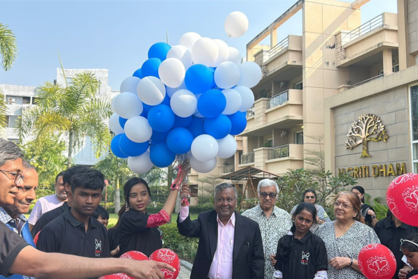 Seniors and youth celebrating World Diabetes Day and Children's Day together at a Senior citizen home in Kolkata