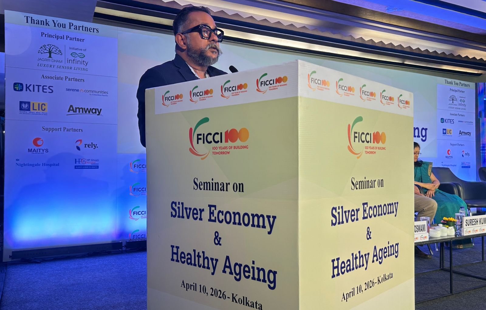 Mr. Aninda Das speaking at the FICCI Seminar on Silver Economy & Healthy Ageing, representing Jagriti Dham, the best senior living in India.