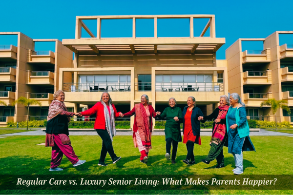 A comparative visual showcasing the lifestyle benefits of choosing Jagriti Dham, a premier luxury old age home in Kolkata, over traditional care settings.